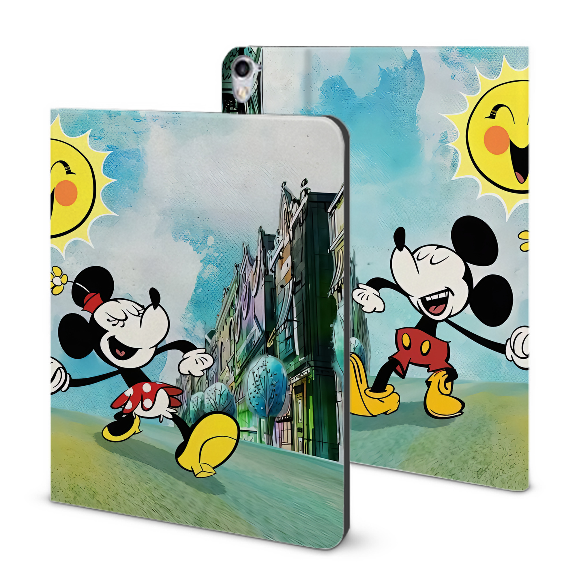 （画像用） ミッキーマウス Mickey Mouse IPad ケース ブック型 PUレザー TPU 耐衝撃 軽量 薄型 ペン収納なし 全面保護 IPad 各モデル対応